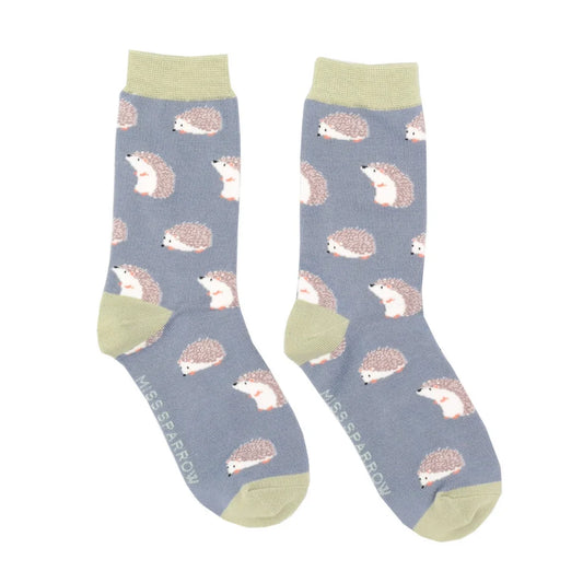 Miss Sparrow Bamboo Cute Hedgehog Socks - Blue