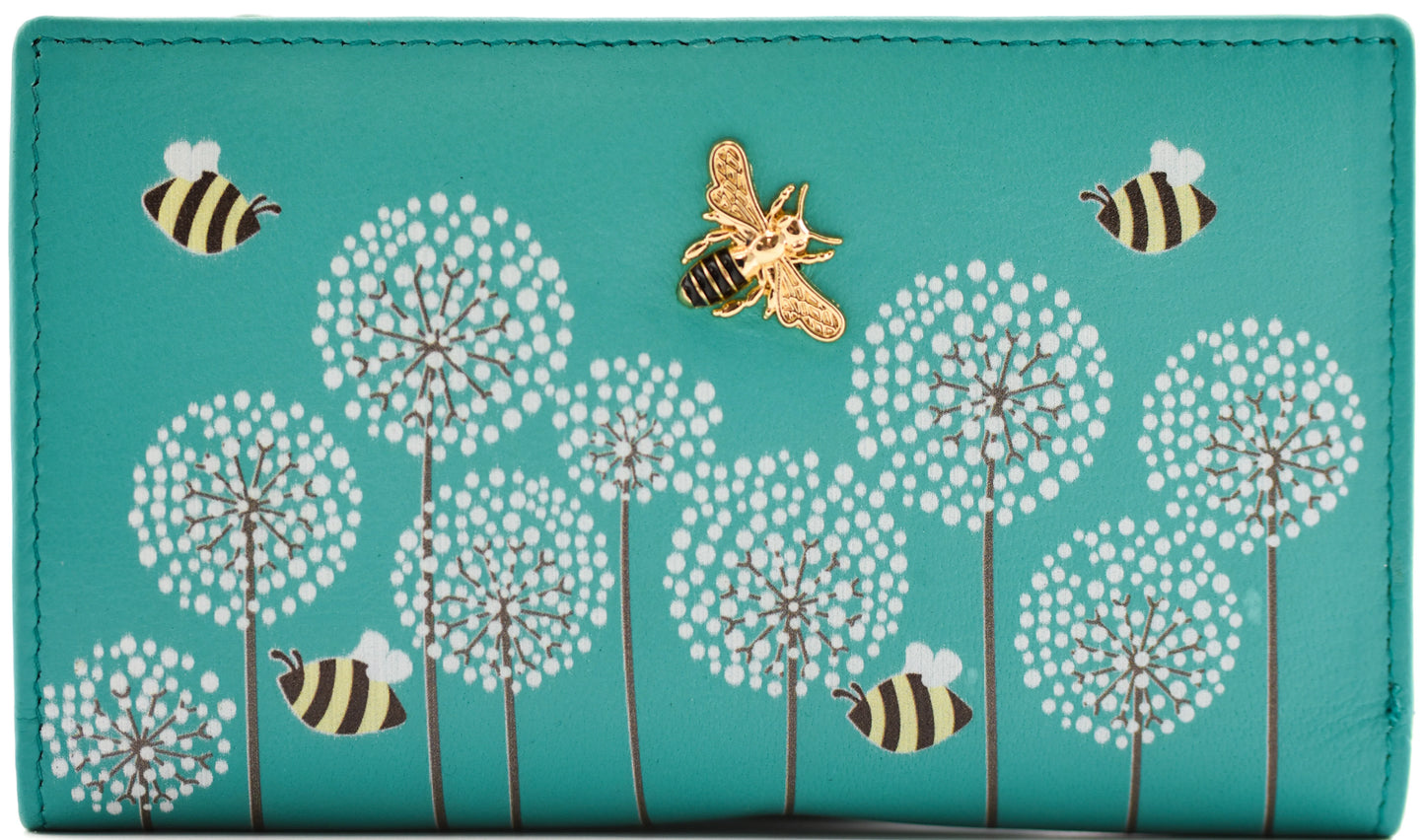Mala Leather Moonflower Bee Compact Purse