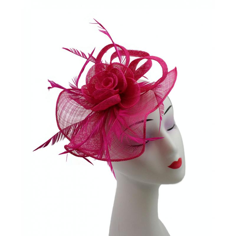 Large Mesh & Feather Flower Fascinator - Pretty Swish Accessories Ripley Derbyshire