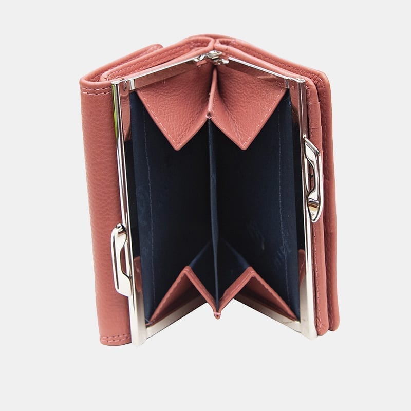 Prime Hide Leather Short Clip-Frame Purse - Navy