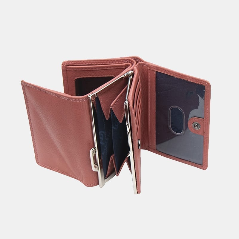 Prime Hide Leather Short Clip-Frame Purse - Navy