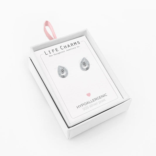 Life Charms Teardrop Silver Earrings